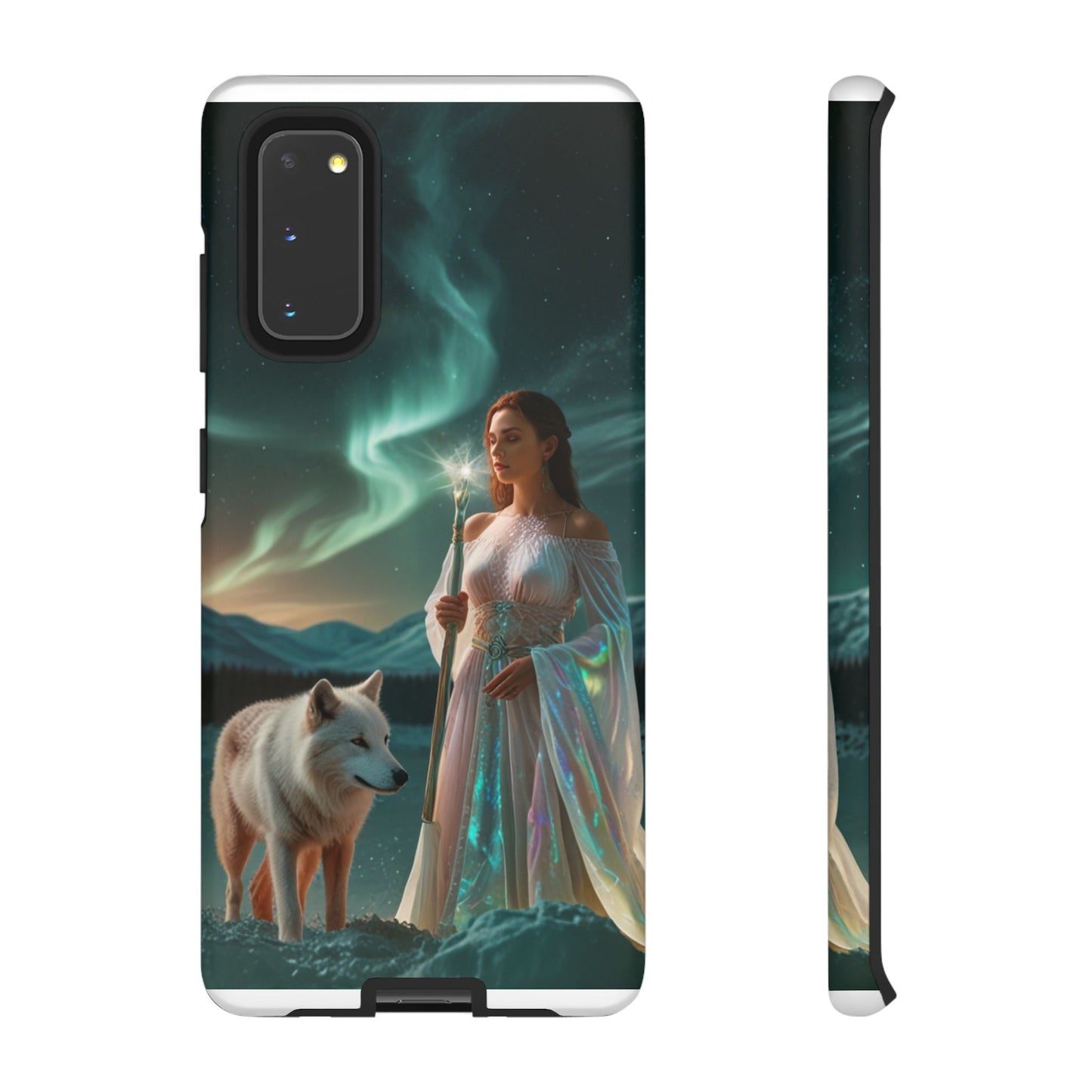 Samsung Aurora Guardian Handyhülle – Mystic Woman &amp; Wolf Magic Galaxy Schutz