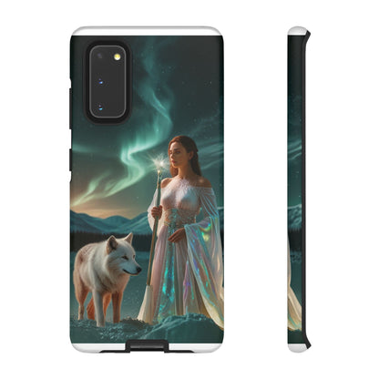 Samsung Aurora Guardian Handyhülle – Mystic Woman &amp; Wolf Magic Galaxy Schutz