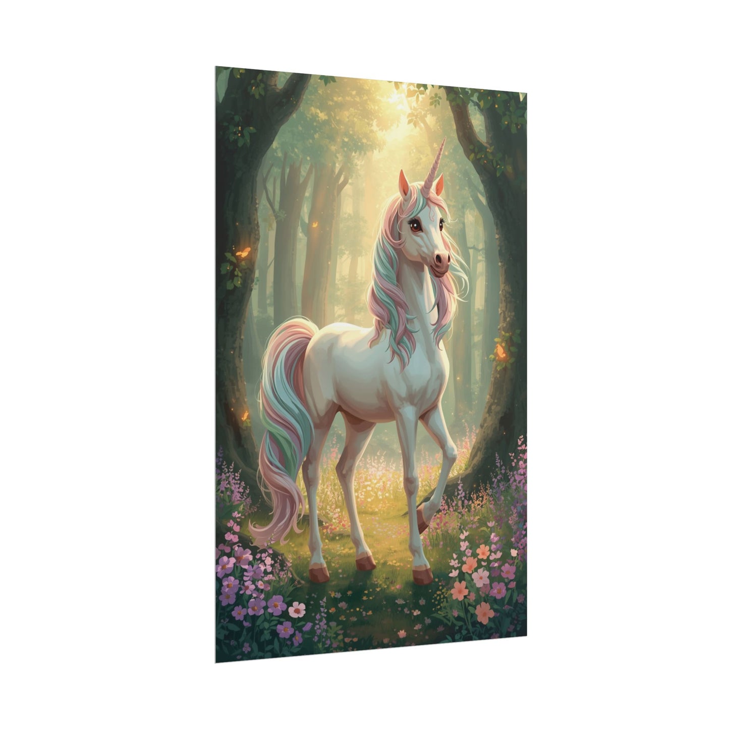 Unicorn Forest Poster — Magical Pastel Unicorn Wall Art