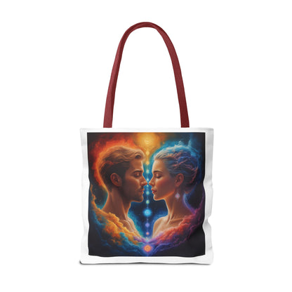 Mystic Soulmates Tote Bag — Celestial Couple Art AOP Tote