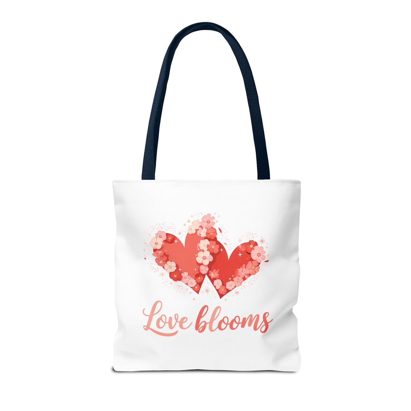 Love Blooms Heart Tote Bag — Floral Valentine Canvas Tote