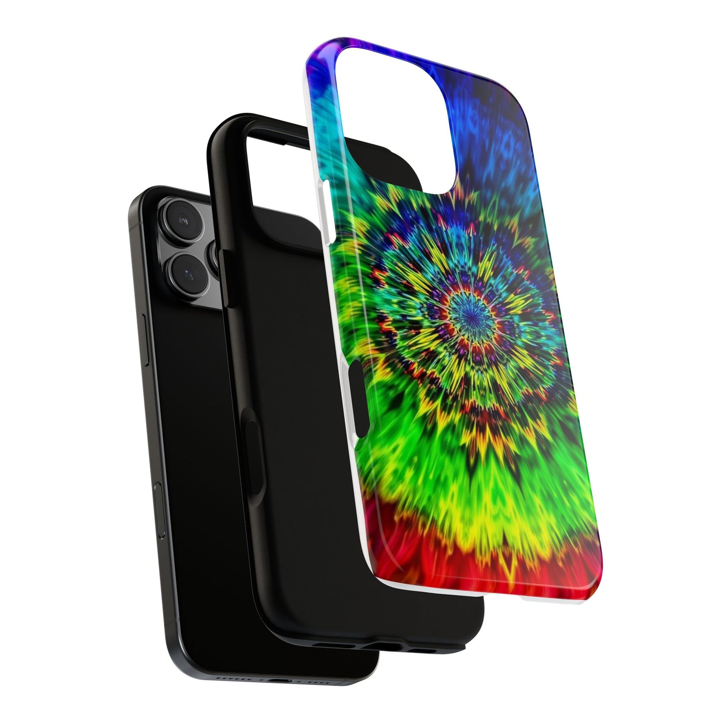 Funda resistente para teléfono con diseño de mandala psicodélico: protección vibrante con efecto tie-dye