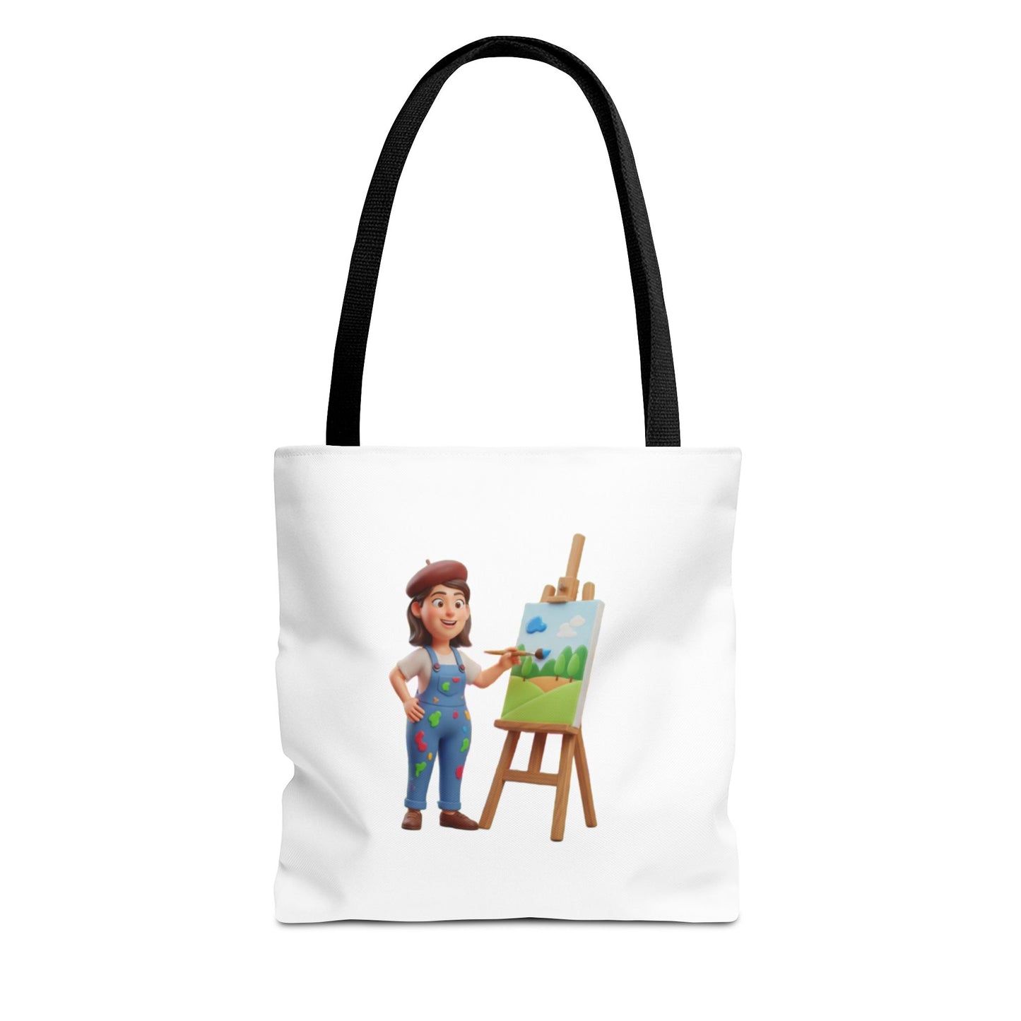 Artist Tote Bag — Painter with Easel Illustrated AOP Tote