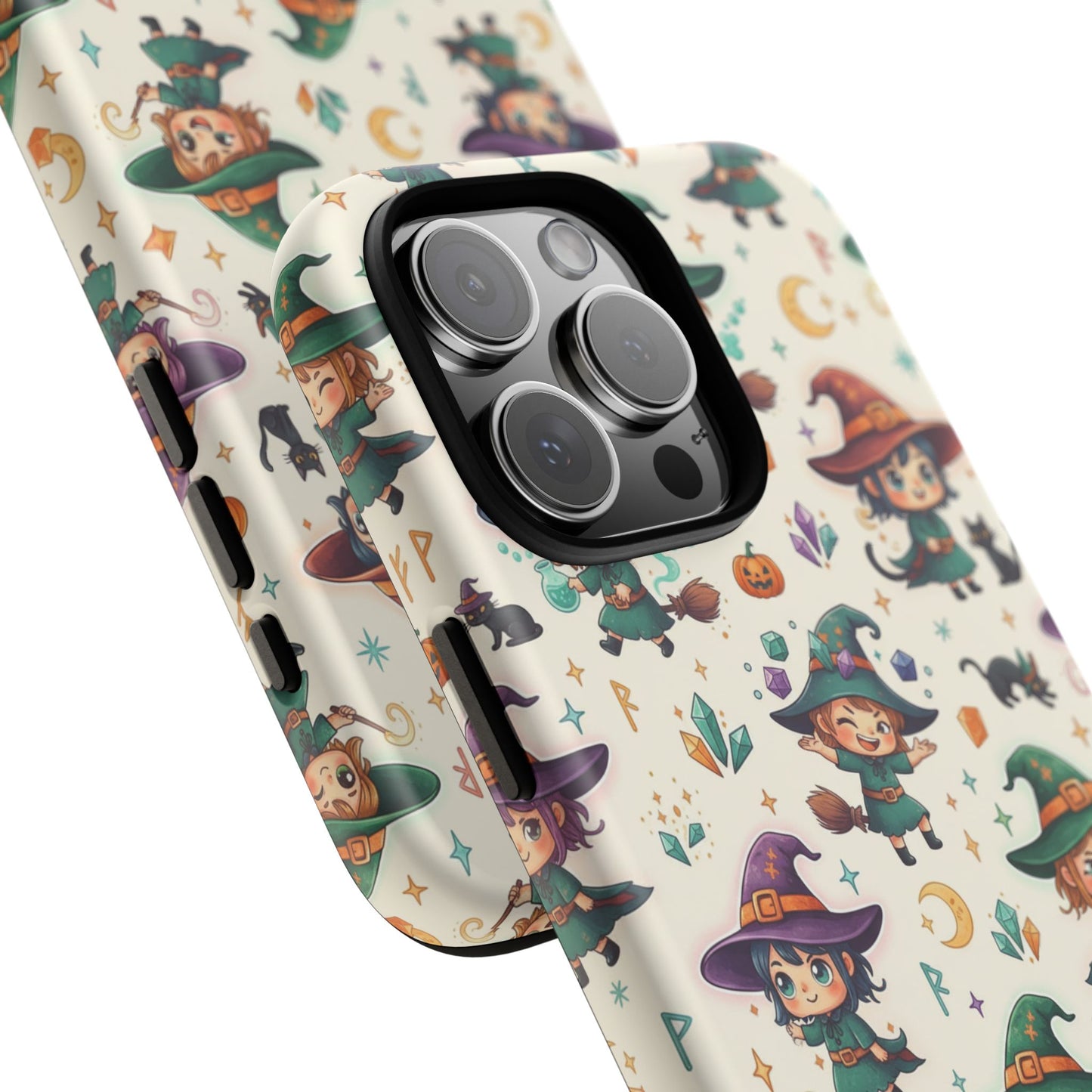 Niedliche iPhone-Handyhülle mit Hexenmuster – Halloween-Kawaii-iPhone-Hülle