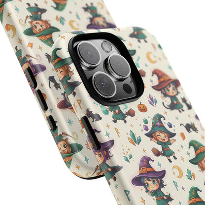 Niedliche iPhone-Handyhülle mit Hexenmuster – Halloween-Kawaii-iPhone-Hülle