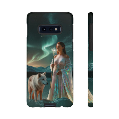 Samsung Aurora Guardian Handyhülle – Mystic Woman &amp; Wolf Magic Galaxy Schutz