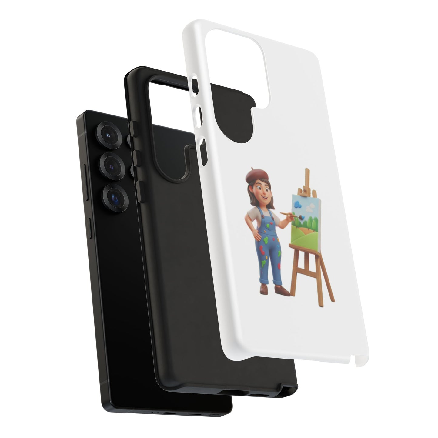 Samsung Handyhülle mit Künstlermotiv – Schutzhülle mit niedlicher Illustration einer Malerin