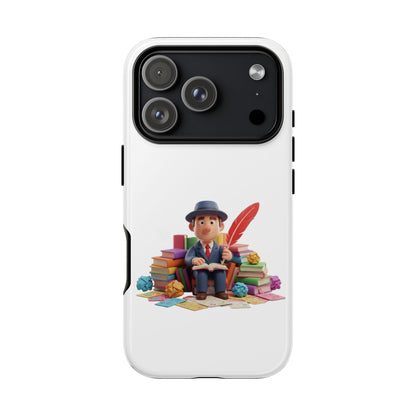 iPhone Phone Case — Cute Writer Sitting on Books with Feather Pen