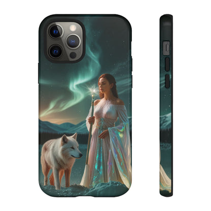 iPhone Mystic Guardian Phone Case — Aurora Wolf Woman Protective Cover