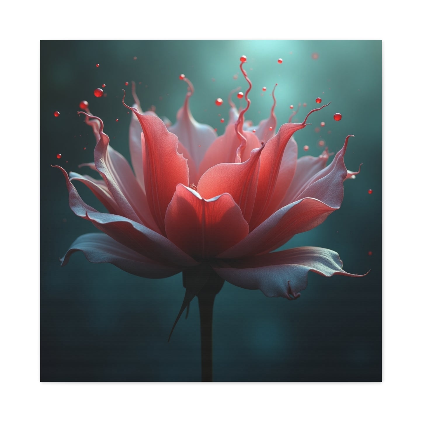 Red Lotus Matte Canvas Wall Art — Stretched 1.25" Floral Print