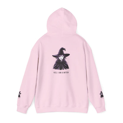 Witch Portrait Hoodie — "Yes, I Am a Witch" Graphic Pullover