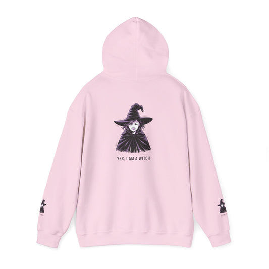 Witch Portrait Hoodie — "Yes, I Am a Witch" Graphic Pullover