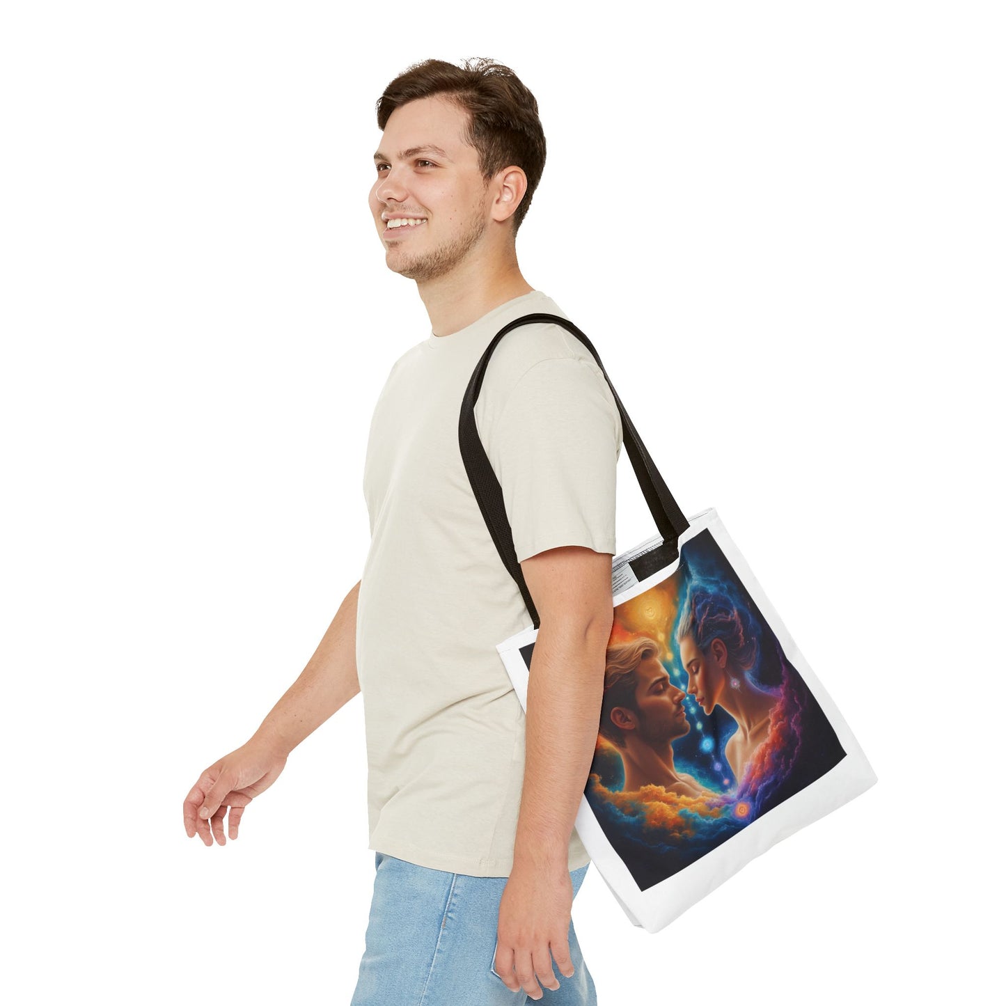 Mystic Soulmates Tote Bag — Celestial Couple Art AOP Tote