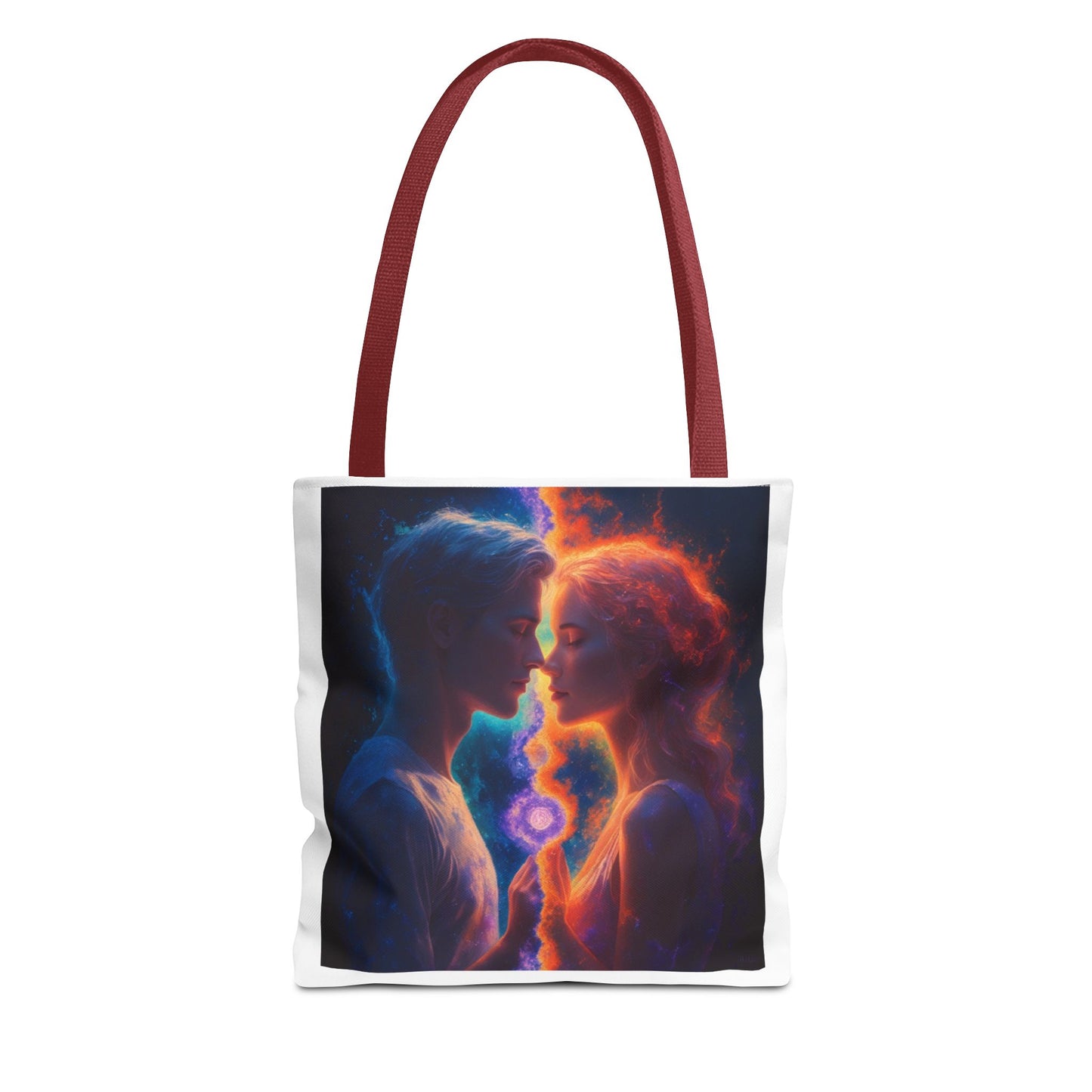 Cosmic Lovers Tote Bag — Flame & Ice Couple Art AOP