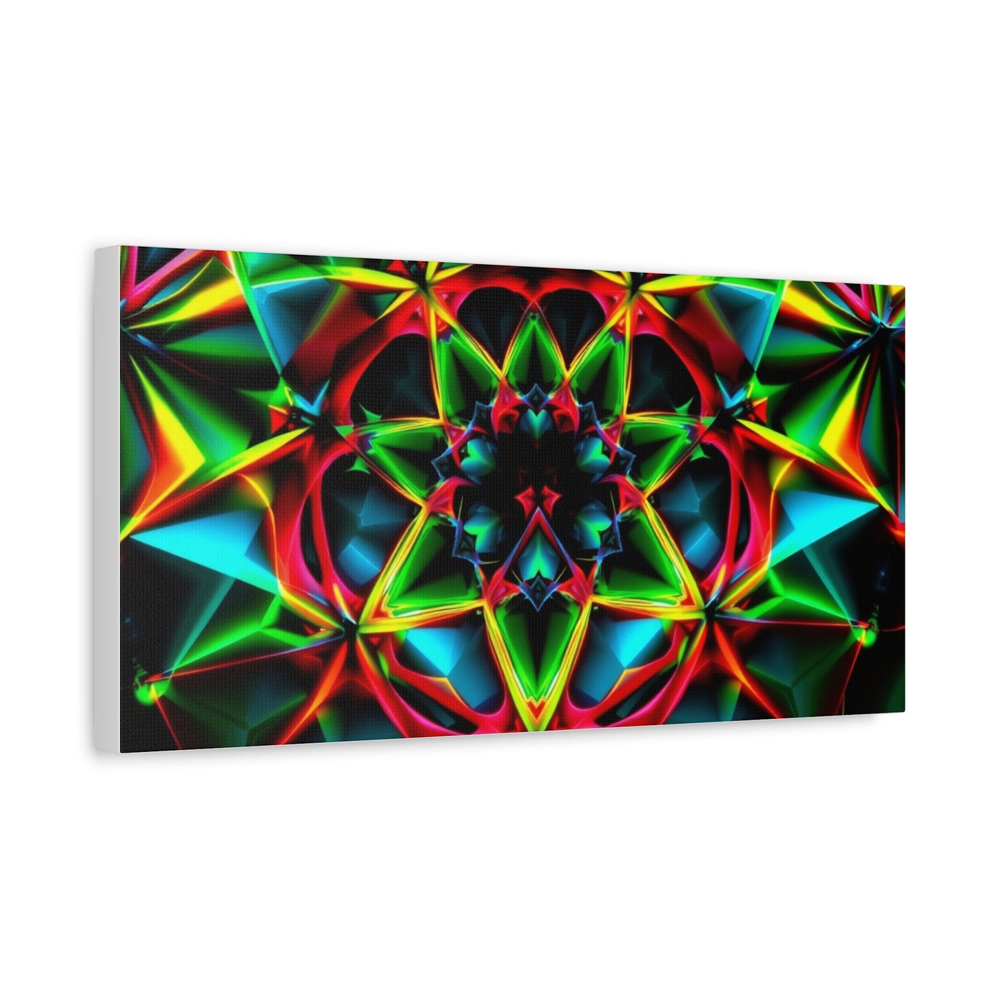 Kaleidoscope Neon Mandala Matte Canvas Wall Art