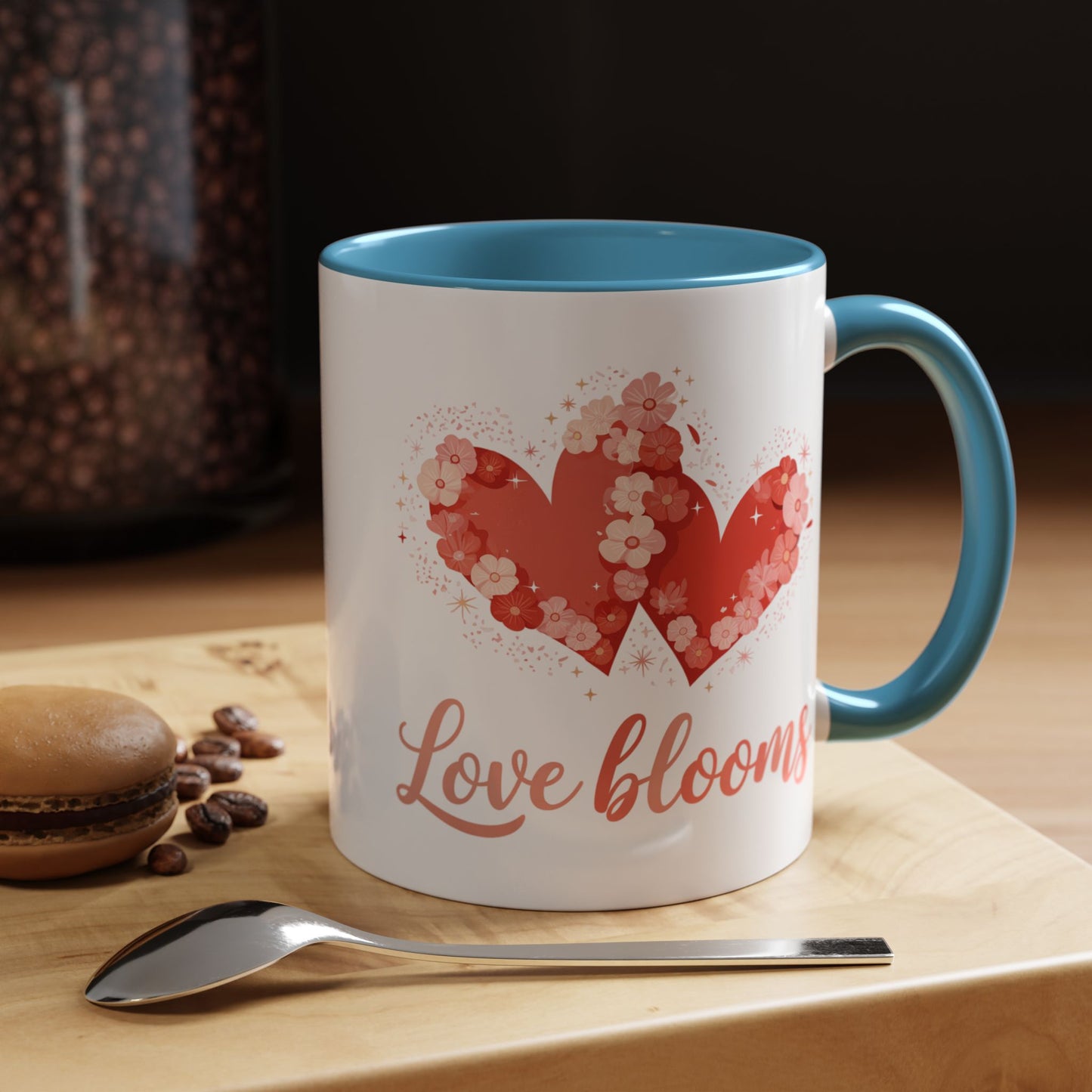 Love Blooms Accent Coffee Mug — Floral Heart 11/15oz