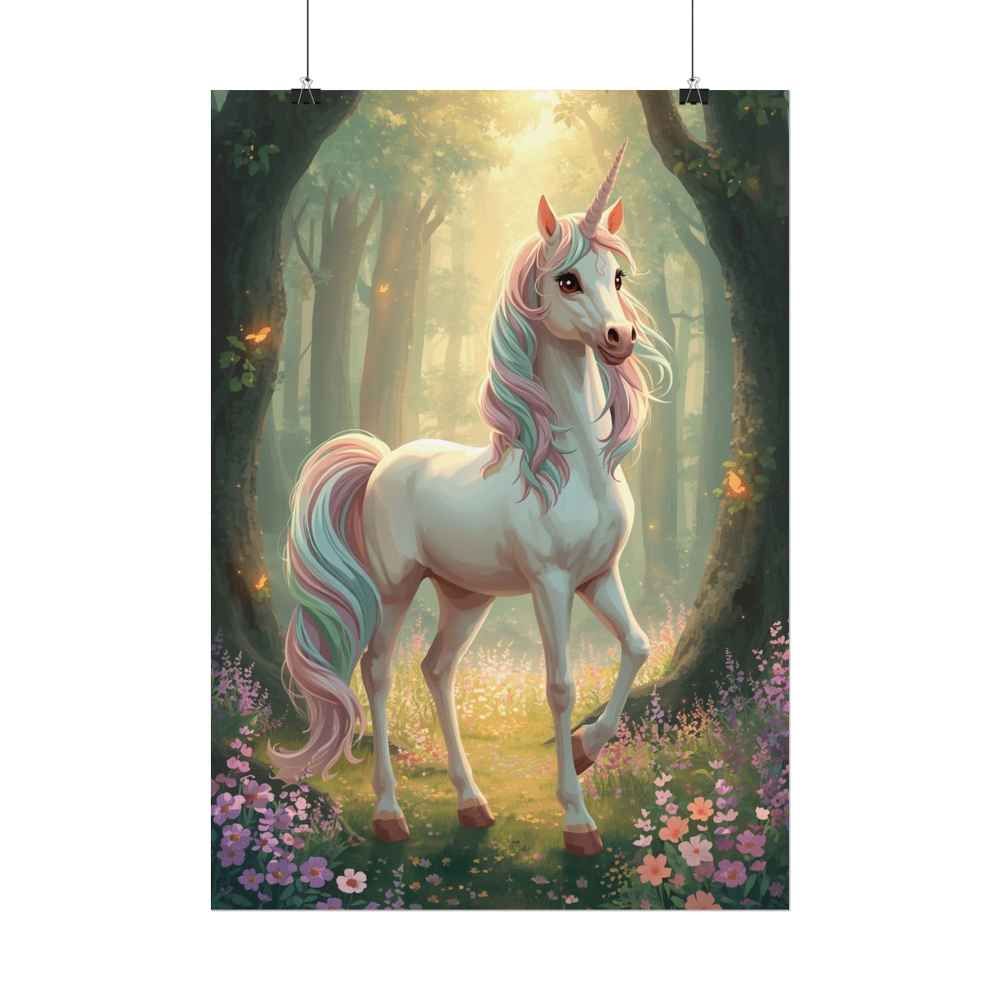 Unicorn Forest Poster — Magical Pastel Unicorn Wall Art