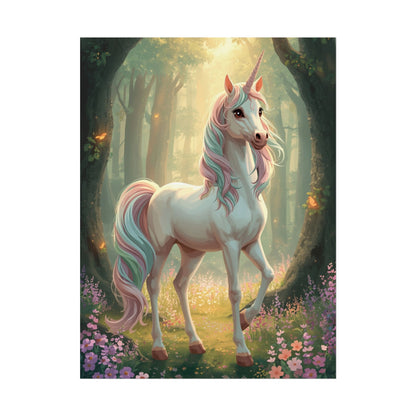 Unicorn Forest Poster — Magical Pastel Unicorn Wall Art
