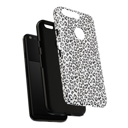 Funda para teléfono con estampado de leopardo de Google: resistente, en blanco y negro