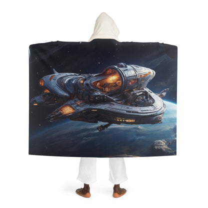 Galaxy Hooded Sherpa Blanket — Cozy Space-Themed Fleece Throw