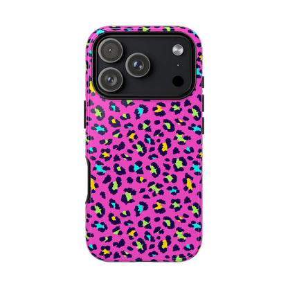 iPhone Pink Neon Leopard Phone Case — Bold Protective iPhone Cover