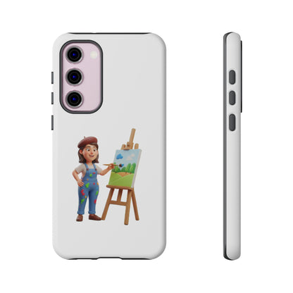 Samsung Handyhülle mit Künstlermotiv – Schutzhülle mit niedlicher Illustration einer Malerin