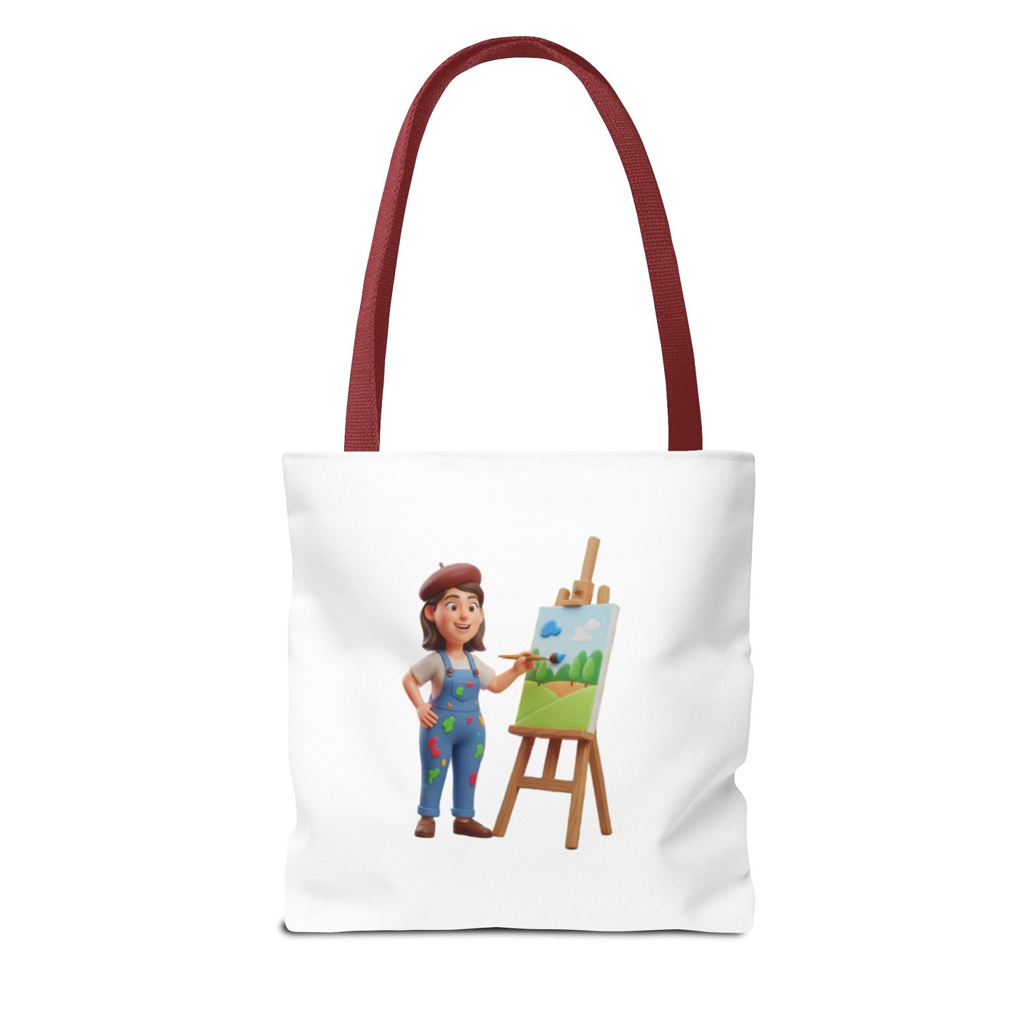 Artist Tote Bag — Painter with Easel Illustrated AOP Tote