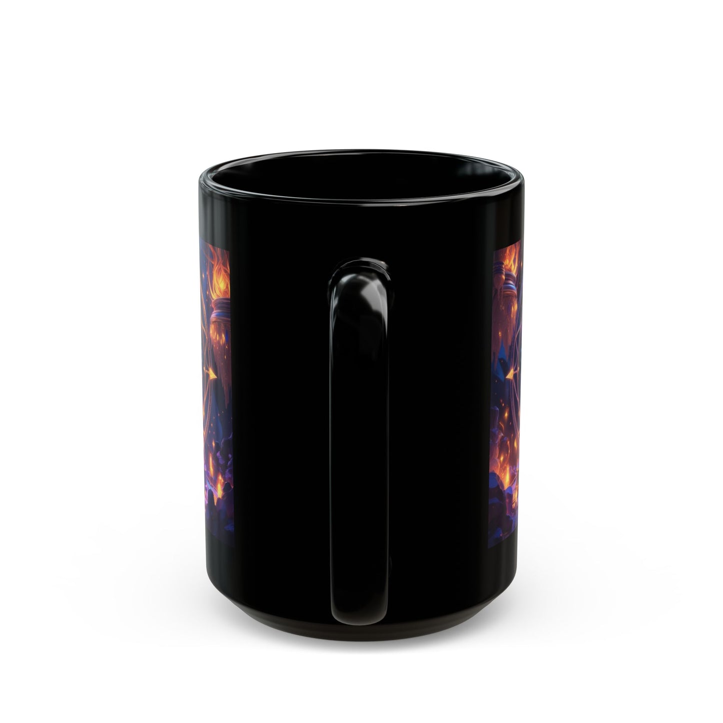 Taza negra de meditación mística — Arte de altar de la diosa bruja (325 ml/440 ml)