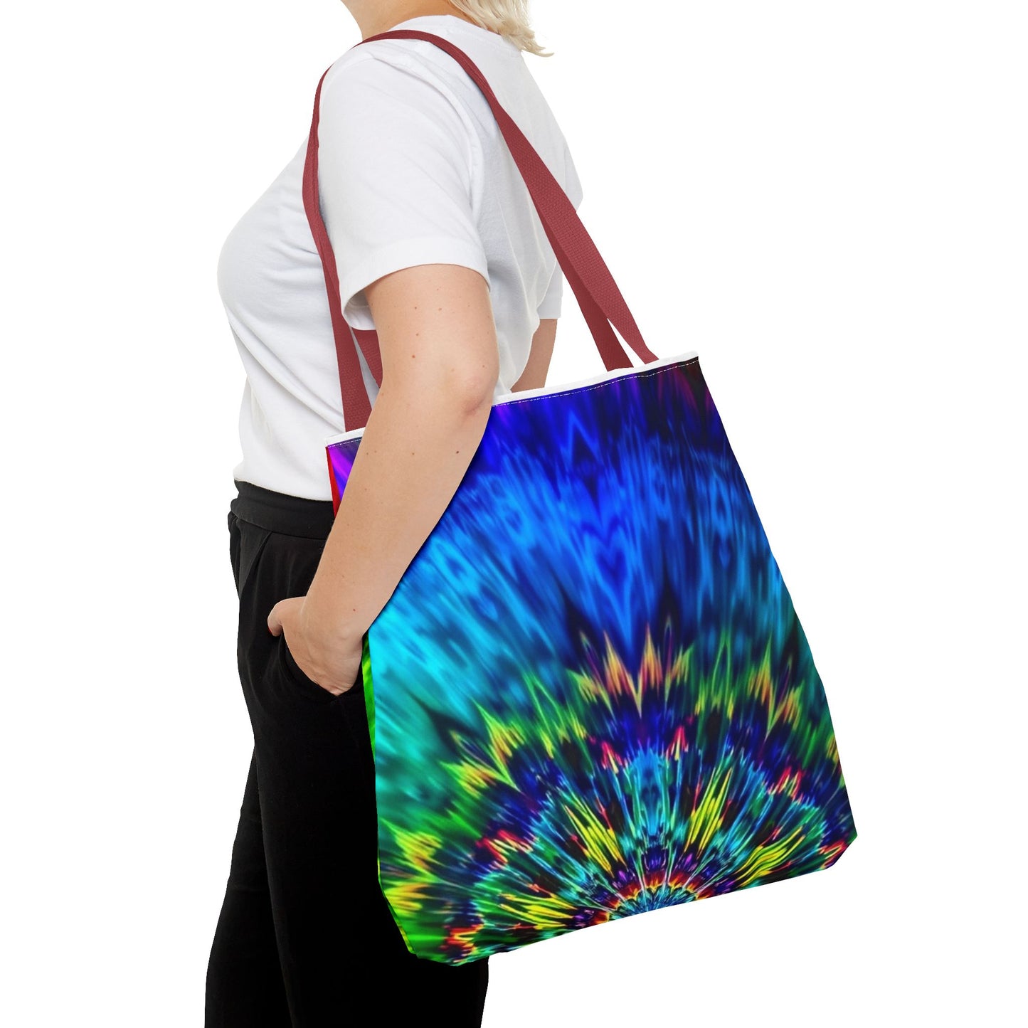 Tie-Dye Kaleidoscope Tote Bag — Vibrant All-Over Print Beach & Market Bag