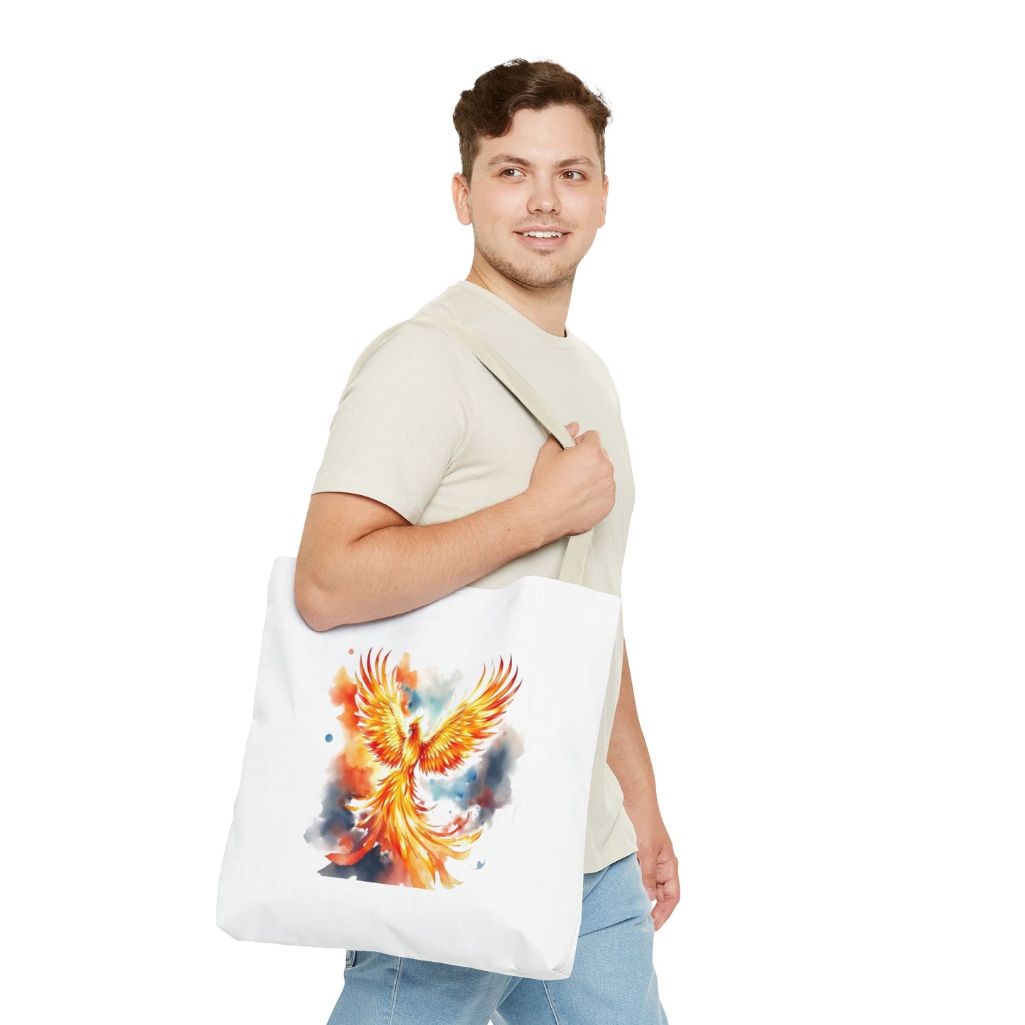 Phoenix Watercolor Tote Bag – Vibrant Rising Bird All-Over Print Tote