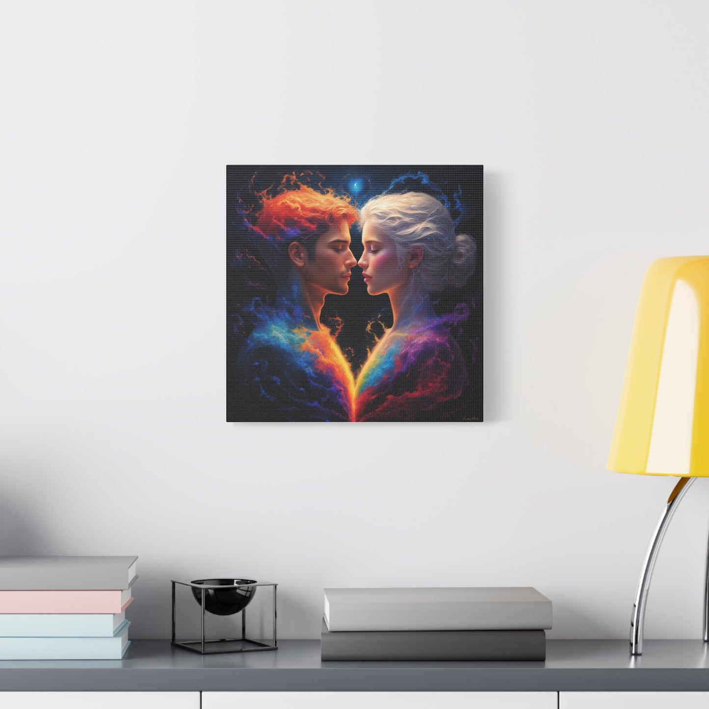 Cosmic Lovers Matte Canvas Art — Fire & Ice Romantic Wall Decor