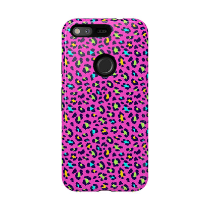 Funda resistente para teléfono Google Pink Neon Leopard: protector con estampado animal brillante