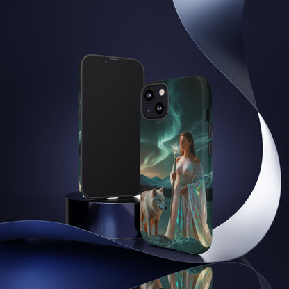 iPhone Mystic Guardian Phone Case — Aurora Wolf Woman Protective Cover