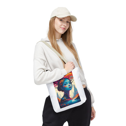 Artistic Blue Forest Maiden Tote Bag - Surreal Portrait All-Over Print