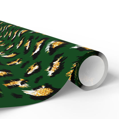 Green Leopard Print Wrapping Paper Roll – Luxe Animal Print Gift Wrap for Birthdays & Holidays
