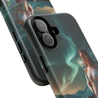 iPhone Mystic Guardian Phone Case — Aurora Wolf Woman Protective Cover