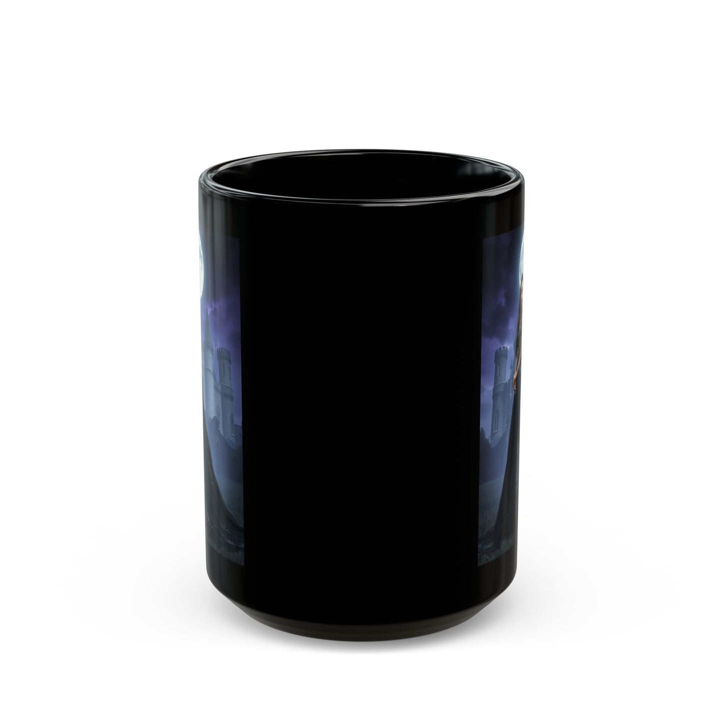 Gothic Moonlight Mug — Dark Castle Witch Portrait Coffee Cup (11oz/15oz)