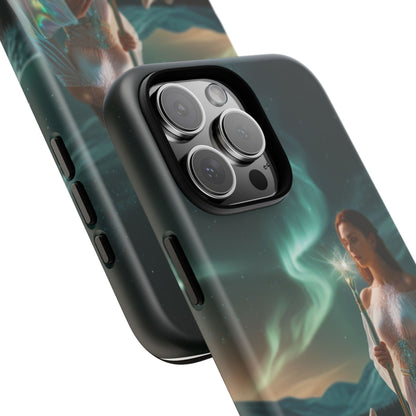 iPhone Mystic Guardian Phone Case — Aurora Wolf Woman Protective Cover
