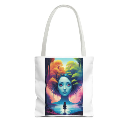 Dreamscape Portrait Tote Bag — Surreal Forest Girl Art