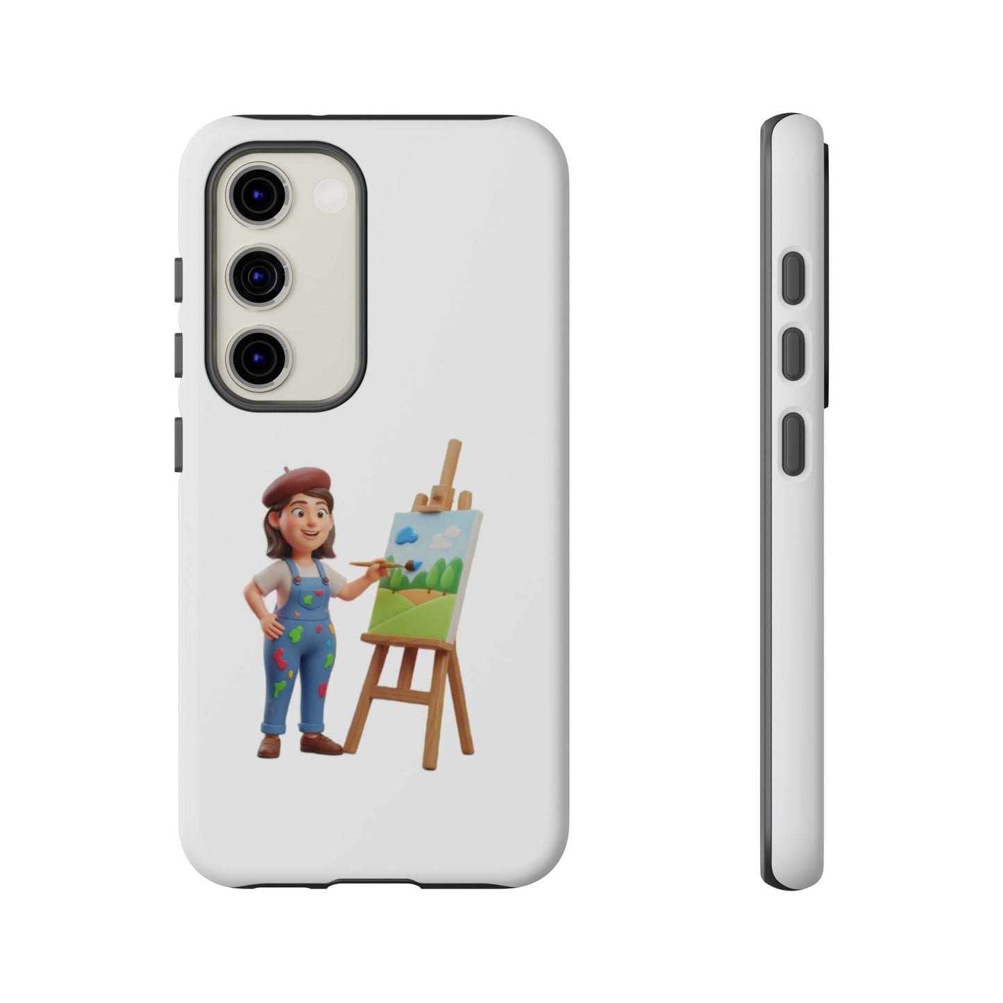 Samsung Handyhülle mit Künstlermotiv – Schutzhülle mit niedlicher Illustration einer Malerin