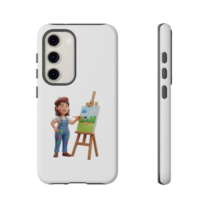 Samsung Handyhülle mit Künstlermotiv – Schutzhülle mit niedlicher Illustration einer Malerin