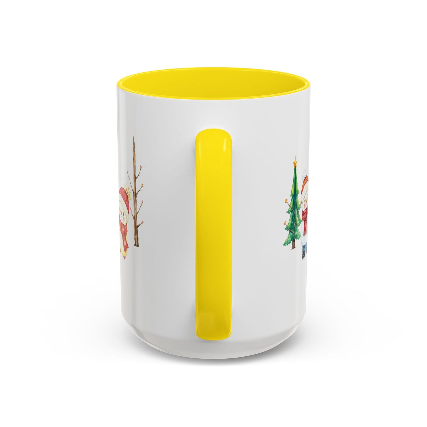 Christmas Snowman Mug — Cute Holiday Coffee Cup with Festive Tree & Snowmen (11/15oz)