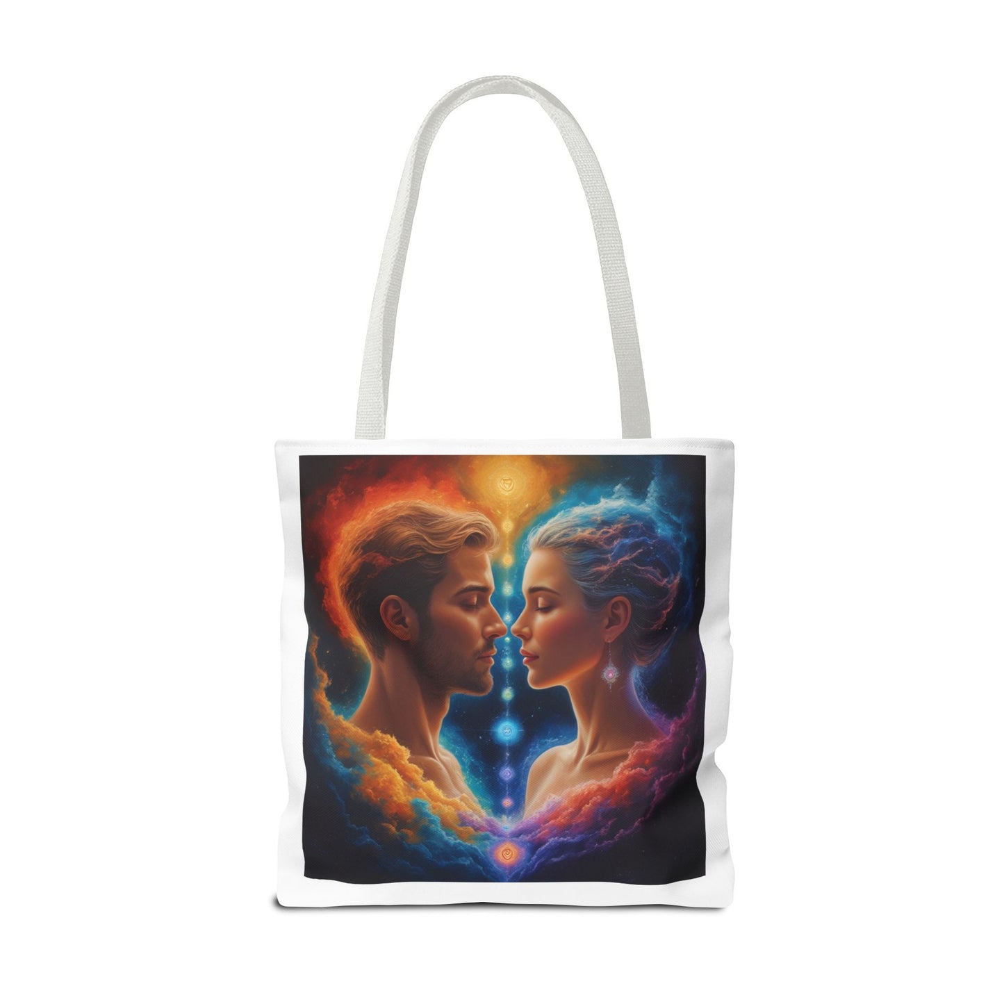 Mystic Soulmates Tote Bag — Celestial Couple Art AOP Tote