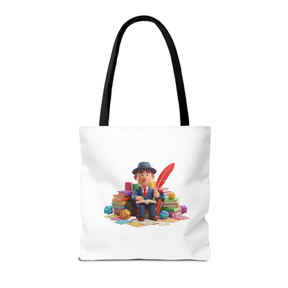 Tote — Cute Bookworm Writer Illustration Tote Bag