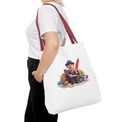 Tote — Cute Bookworm Writer Illustration Tote Bag