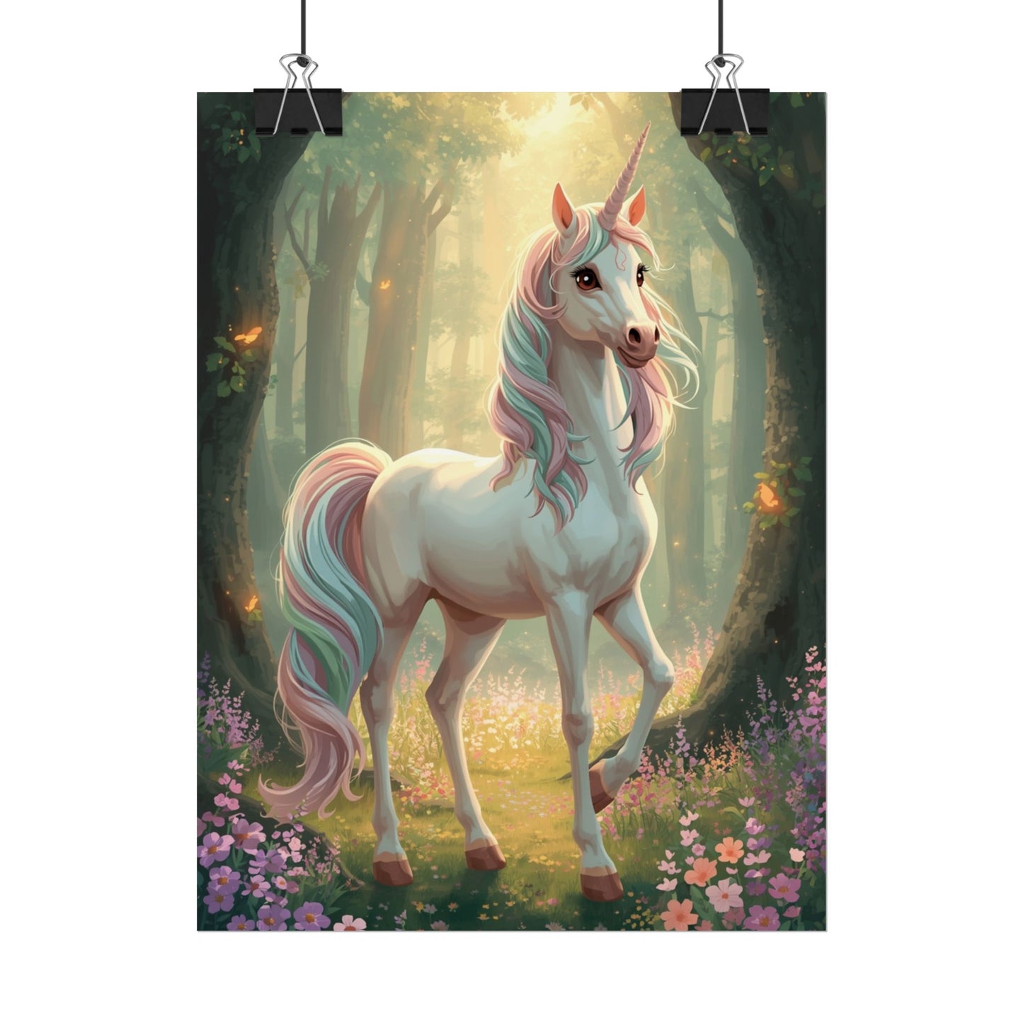 Unicorn Forest Poster — Magical Pastel Unicorn Wall Art