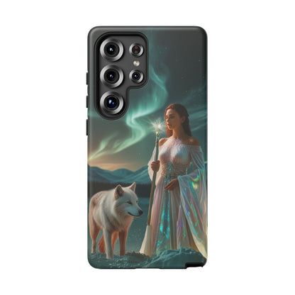 Samsung Aurora Guardian Handyhülle – Mystic Woman &amp; Wolf Magic Galaxy Schutz