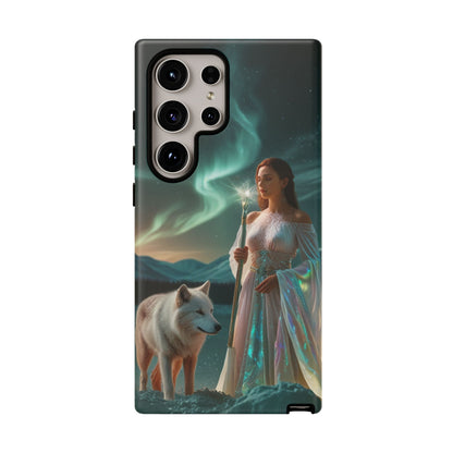 Samsung Aurora Guardian Handyhülle – Mystic Woman &amp; Wolf Magic Galaxy Schutz