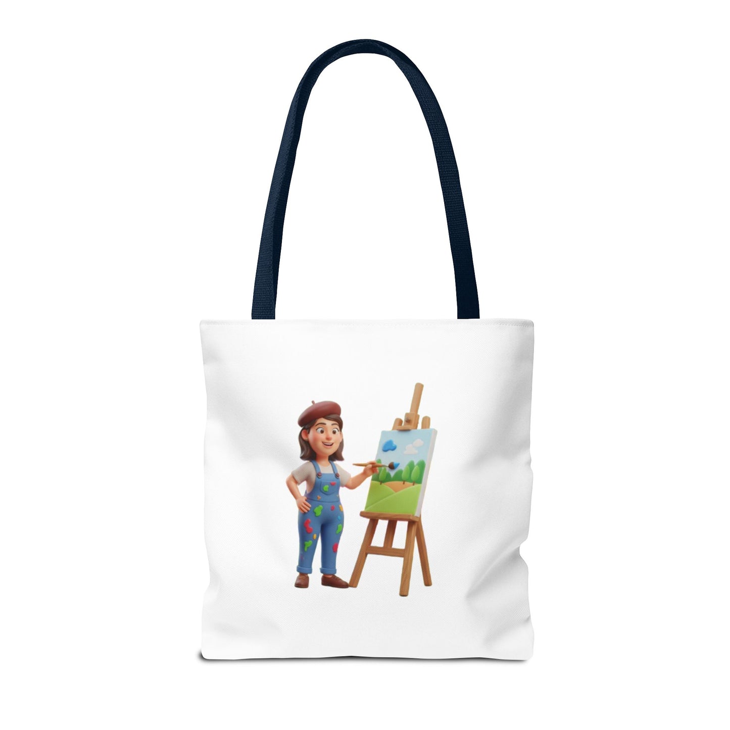 Artist Tote Bag — Painter with Easel Illustrated AOP Tote