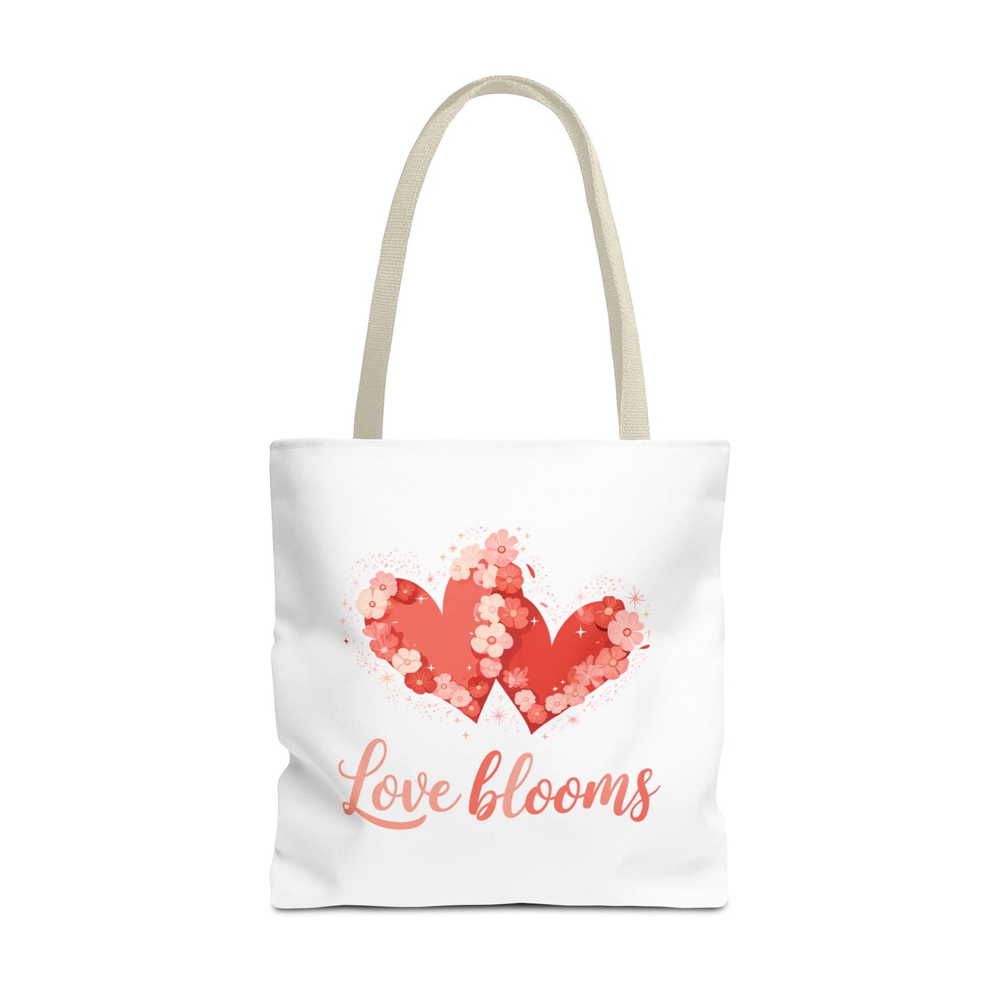 Love Blooms Heart Tote Bag — Floral Valentine Canvas Tote